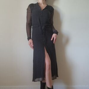 SÉZANE Silk Black Polka Dot Dress
